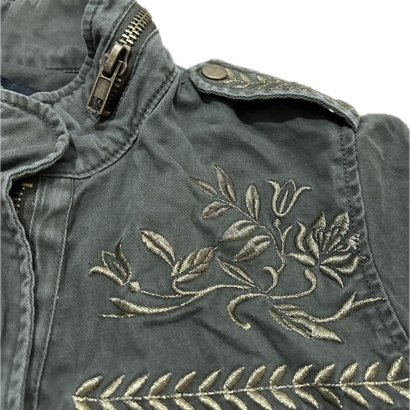 Forever 21 Full Zip Up Embroidered Military Jacket - Picture 3 of 5